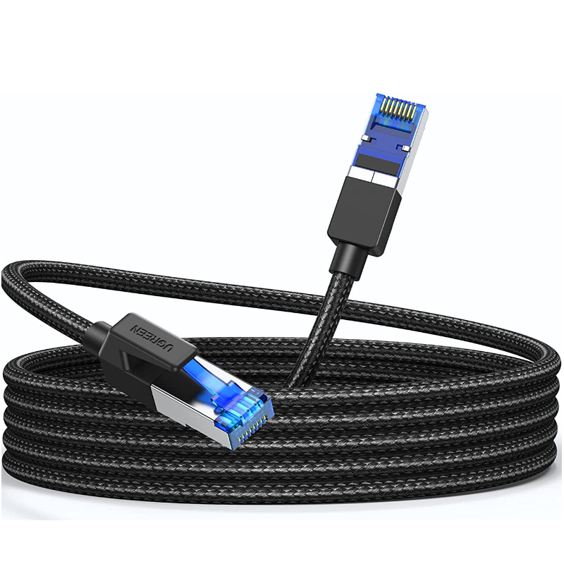 UGREEN Ethernet Cable 10M Cat 8 Gigabit Network Cable High-Speed 40Gbps 2000MHz RJ45 Internet Cable Braided Double Shielded Ethernet Cable Compatible with Gaming Switch PS4 PS5 PC Router TV Xbox (30795)